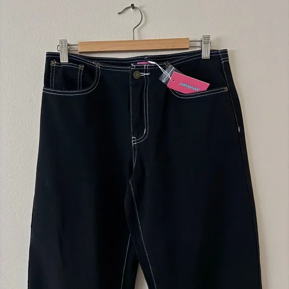 Edikted Contrast Stitch Low Rise Wide - Picture 5 of 6